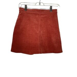 Forever 21 Corral Orange Corduroy Mini Skirt Back Zip Women Sz Small Y2K Preppy